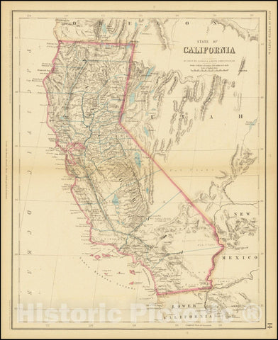 Historic Map : State of California, 1857, Vintage Wall Art