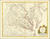 Historic Map : Carte de la Virginie et du Maryland Dressee sur la grande carte Angloise de Mrs. Josue Fry et Pierre Jefferson, 1755, First State, with Lord Fairfax Line Shown, 1755, Vintage Wall Art