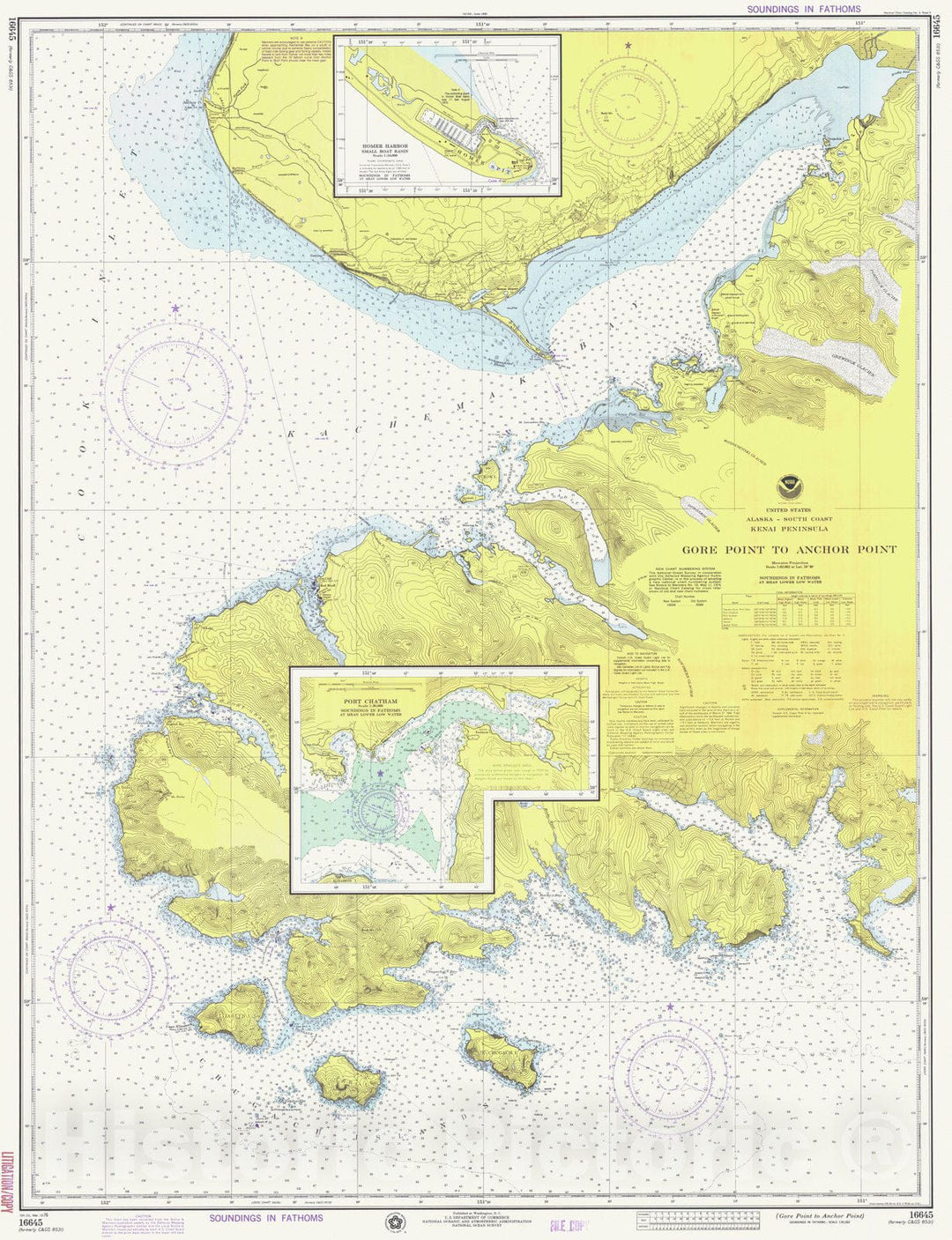 Historic Historic Nautical Map - Gore Point To Anchor Point, AK, 1976 NOAA Chart - Antique Vintage Decor Poster Wall Art Reproduction