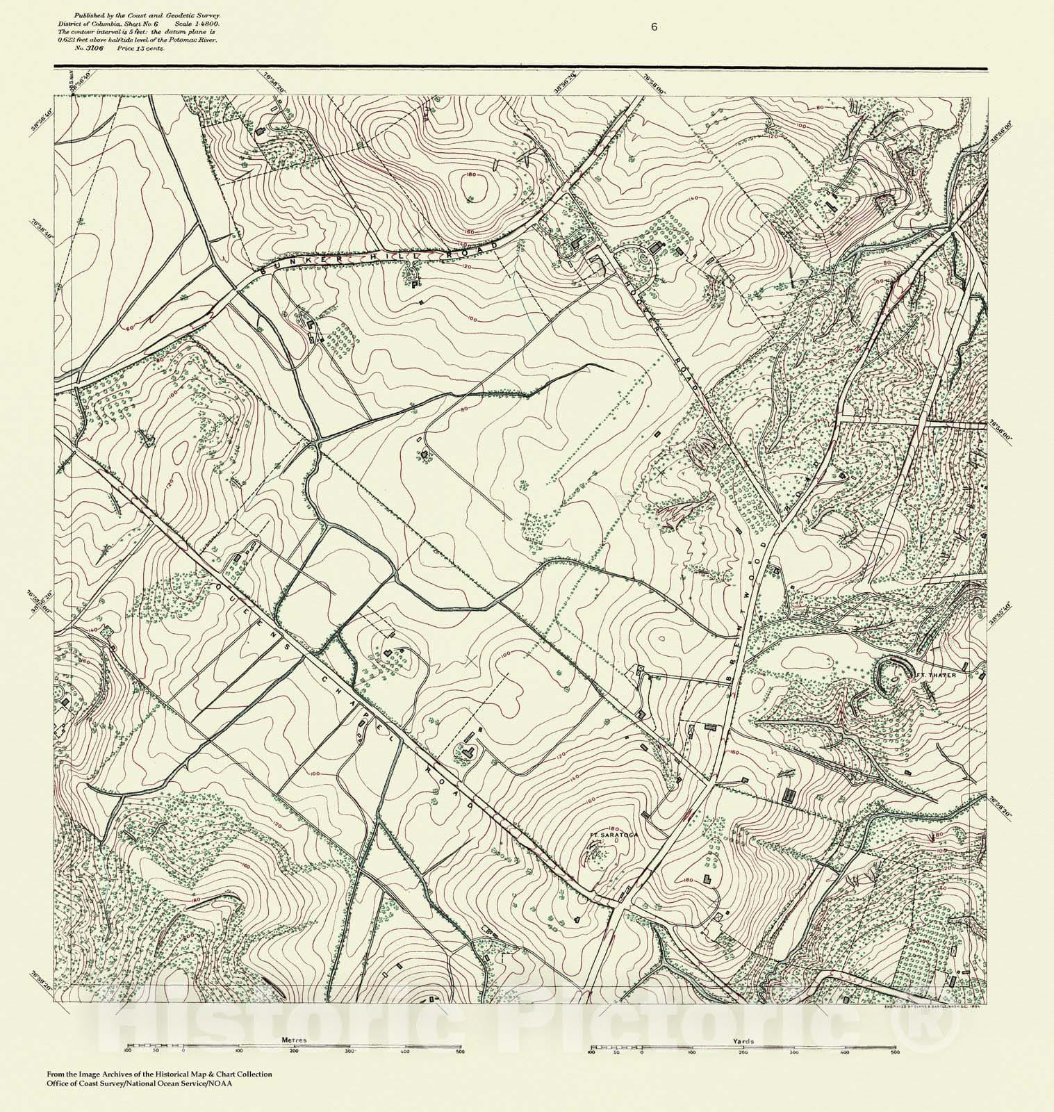 Historic Nautical Map - Topographic Map Of Washington And Vicinity, Sh ...