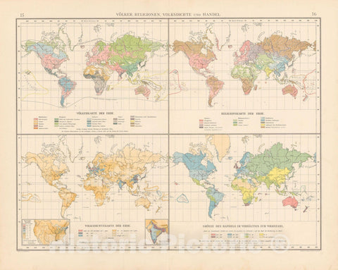 Historic Map : World Map 1899 , Andrees Allgemeiner Handatlas , v9, Vintage Wall Art