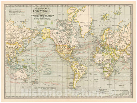 Historic Map : World Map 1897 , The Century Atlas World , v3, Vintage Wall Art