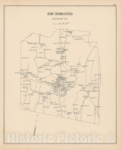 Historic Map : Richmond 1892 , Town and City Atlas State of New Hampshire , Vintage Wall Art