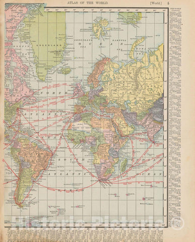 Historic Map : World Map 1900 , Universal Atlas World , v4, Vintage Wall Art