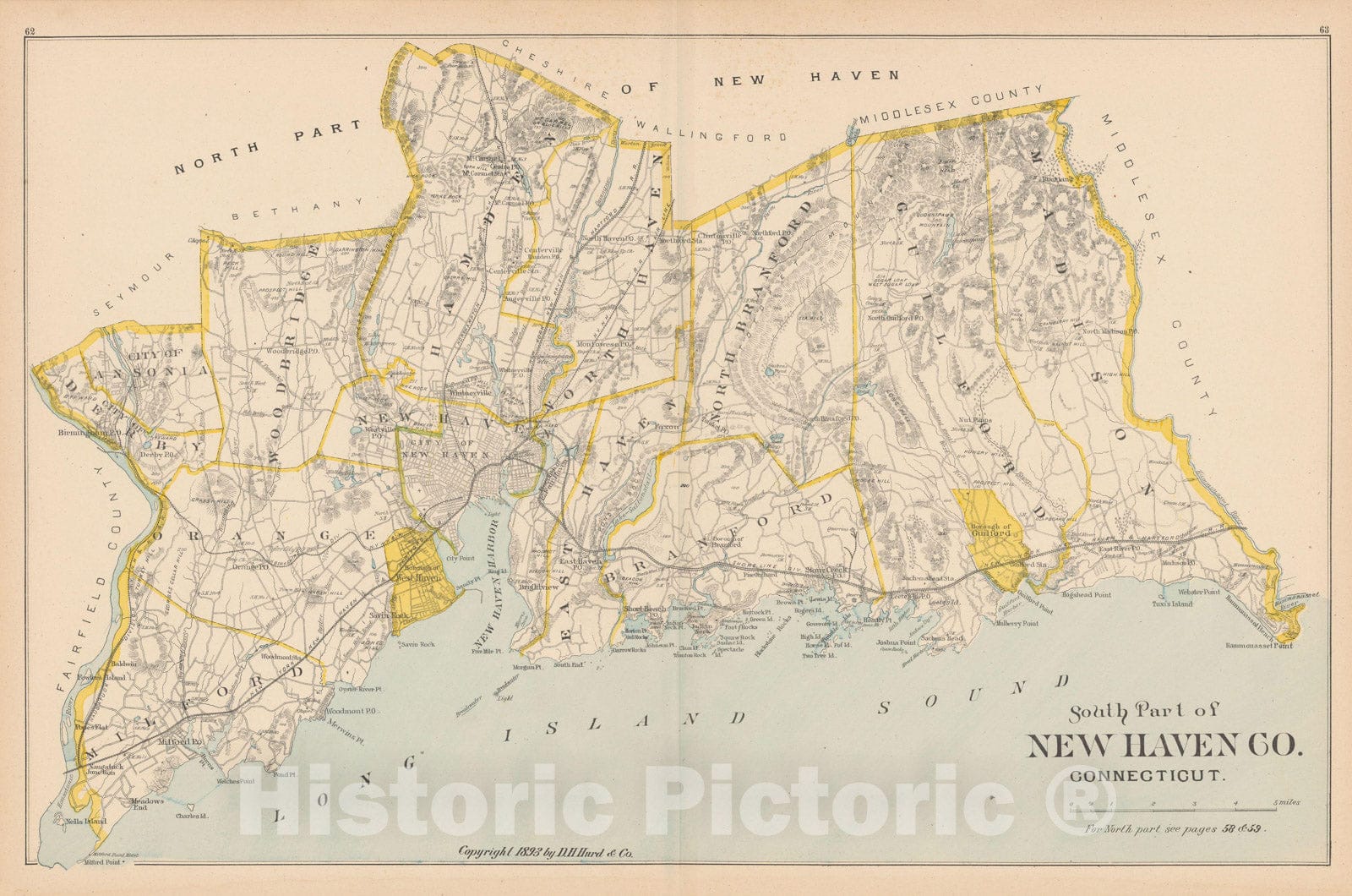 Historic Map : New Haven 1893 , Town and City Atlas State of Connecticut , v3, Vintage Wall Art