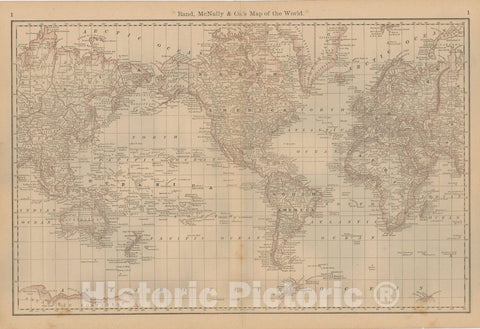 Historic Map : Business Atlas of the USA, World Map 1877 , Vintage Wall Art