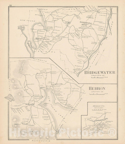 Historic Map : Bridgewater & Hebron & Newfound Lake 1892 , Town and City Atlas State of New Hampshire , Vintage Wall Art