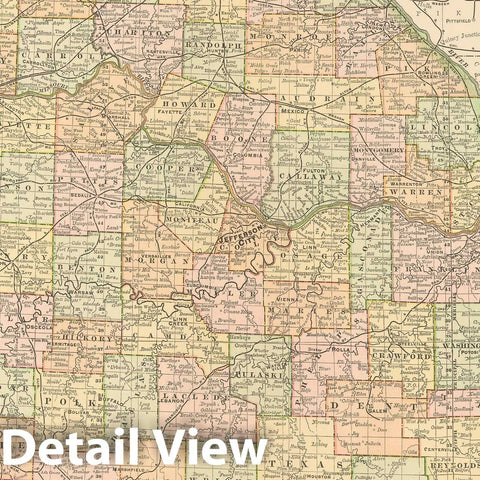 Historic Map : United States Maps, Missouri 1894 , Vintage Wall Art