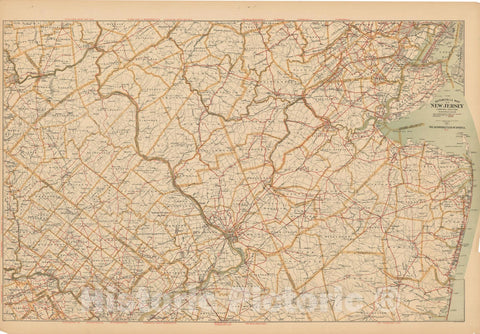 Historic Map : New Jersey 1900 , Northeast U.S. State & City Maps , v2, Vintage Wall Art