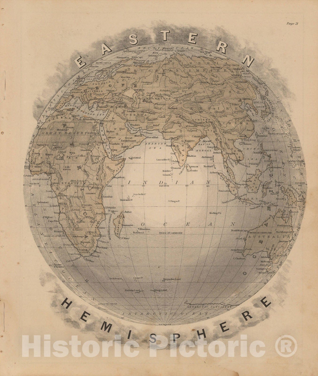 Historic Map : Warren's Common-School Geography, World Map 1879 , v2, Vintage Wall Art