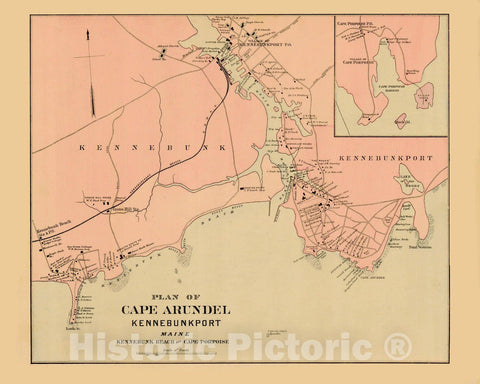 Historic Map : Atlas State of Maine, Kennebunk & Kennebunkport 1894-95 , Vintage Wall Art
