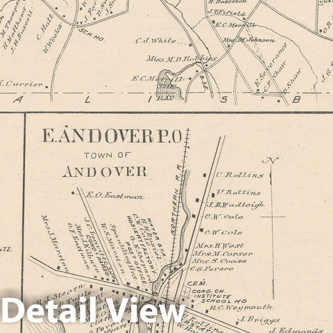 Historic Map : Andover 1892 , Town and City Atlas State of New Hampshire , Vintage Wall Art