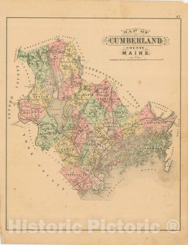 Historic Map : Atlas State of Maine, Cumberland 1894-95 , Vintage Wall Art