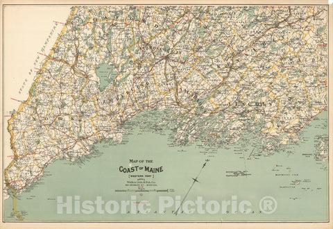 Historic Map : Maine 1910 , Northeast U.S. State & City Maps , Vintage Wall Art