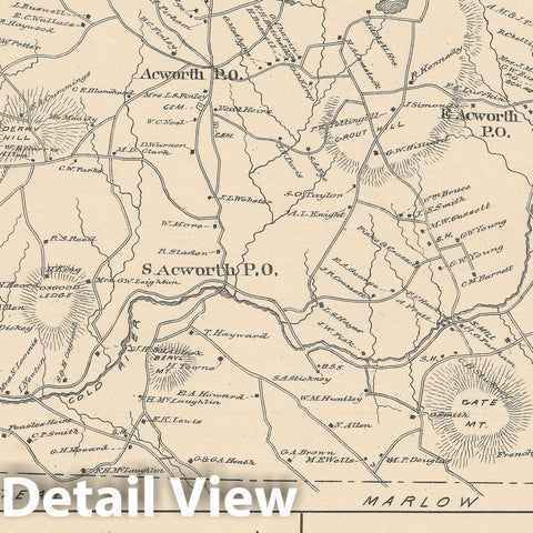 Historic Map : Acworth 1892 , Town and City Atlas State of New Hampshire , Vintage Wall Art