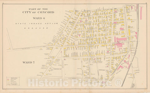 Historic Map : Concord 1892 , Town and City Atlas State of New Hampshire , v4, Vintage Wall Art