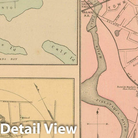 Historic Map : Atlas State of Maine, Bucksport & Sorrento & South Berwick 1894-95 , Vintage Wall Art