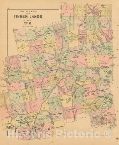 Historic Map : Atlas State of Maine, Timber Lands Number 6 1894-95 , Vintage Wall Art