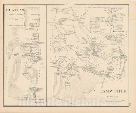 Historic Map : Chatham & Tamworth 1892 , Town and City Atlas State of New Hampshire , Vintage Wall Art