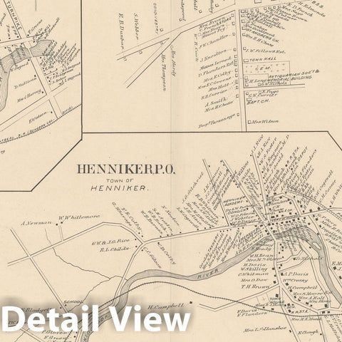 Historic Map : Danbury & Henniker & Hopkinton & Pembroke 1892 , Town and City Atlas State of New Hampshire , Vintage Wall Art