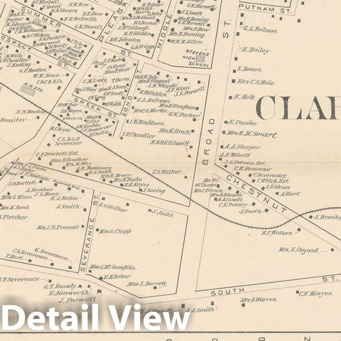 Historic Map : Claremont 1892 , Town and City Atlas State of New Hampshire , Vintage Wall Art