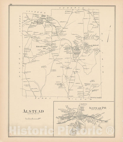 Historic Map : Alstead 1892 , Town and City Atlas State of New Hampshire , Vintage Wall Art