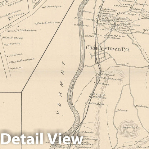 Historic Map : Charlestown & Langdon 1892 , Town and City Atlas State of New Hampshire , Vintage Wall Art