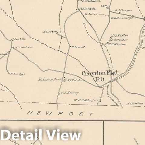 Historic Map : Croydon 1892 , Town and City Atlas State of New Hampshire , Vintage Wall Art