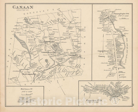 Historic Map : Canaan 1892 , Town and City Atlas State of New Hampshire , Vintage Wall Art