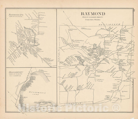 Historic Map : Auburn & Raymond 1892 , Town and City Atlas State of New Hampshire , Vintage Wall Art
