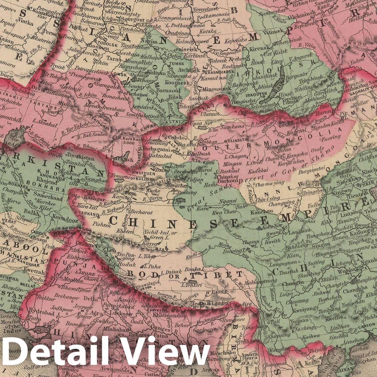 Historic Map : Asia 1856 , Colton's Atlas World , Vintage Wall Art