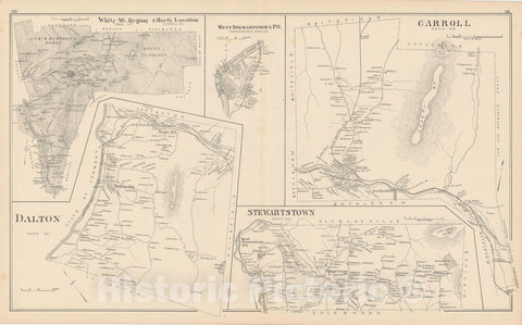 Historic Map : Atlas State of New Hampshire, Carroll & Dalton & Sargents Purchase & Stewartstown & White Mountain Region 1892 , Vintage Wall Art