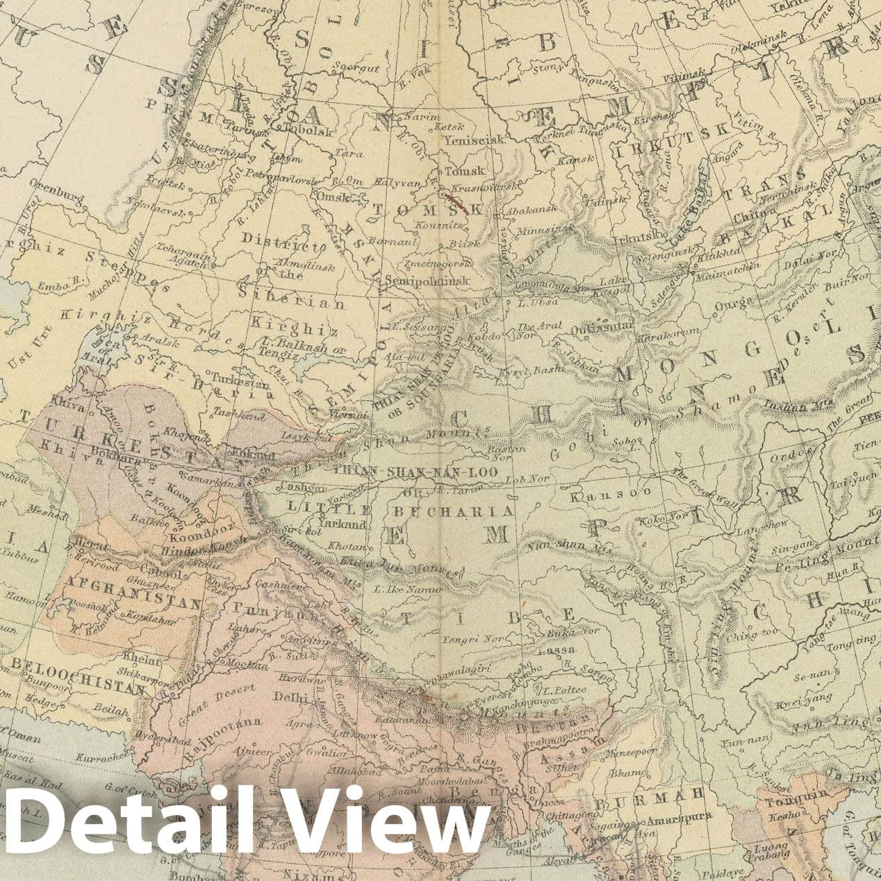 Historic Map : Asia 1875 , Student Atlas of Modern Geography , Vintage Wall Art