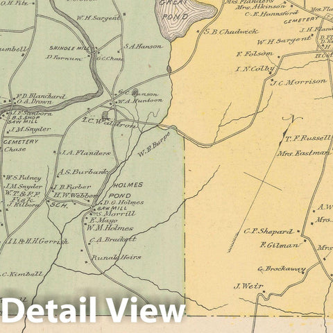 Historic Map : Boscawen & Webster 1892 , Town and City Atlas State of New Hampshire , Vintage Wall Art