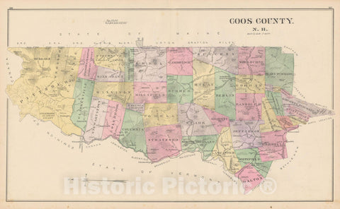 Historic Map : Coos 1892 , Town and City Atlas State of New Hampshire , Vintage Wall Art