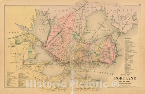 Historic Map : Atlas State of Maine, Portland 1894-95 , Vintage Wall Art