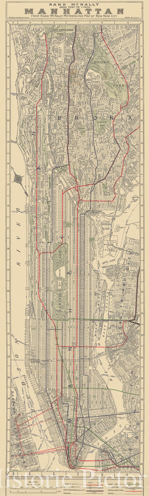 Historic Map : Manhattan & New York City 1891 , Vintage Wall Art