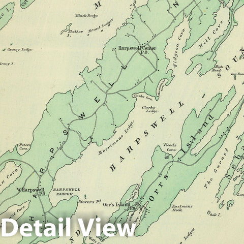 Historic Map : Atlas State of Maine, Harpswell 1894-95 , Vintage Wall Art