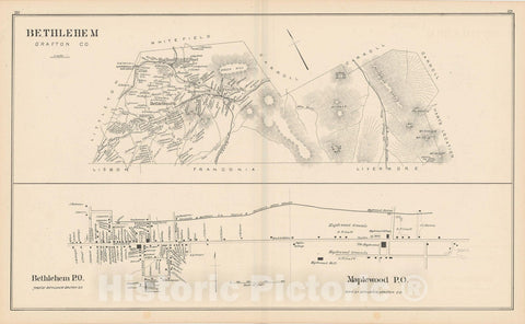 Historic Map : Bethlehem 1892 , Town and City Atlas State of New Hampshire , Vintage Wall Art