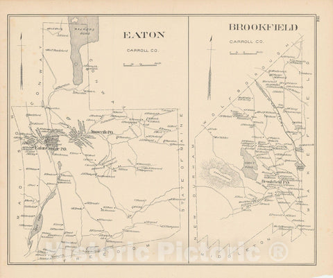 Historic Map : Brookfield & Eaton 1892 , Town and City Atlas State of New Hampshire , Vintage Wall Art