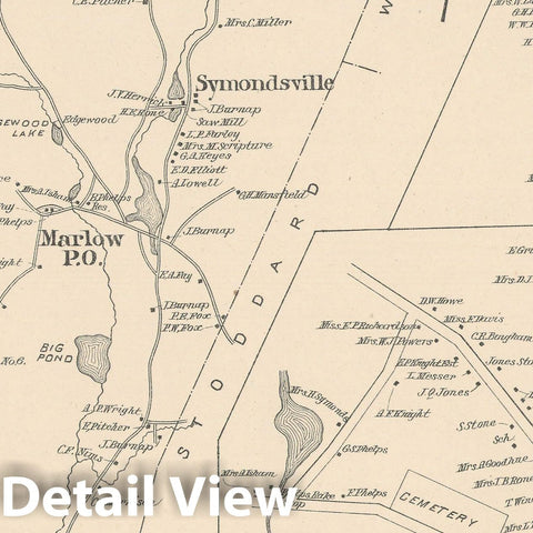 Historic Map : Marlow & Nelson 1892 , Town and City Atlas State of New Hampshire , Vintage Wall Art