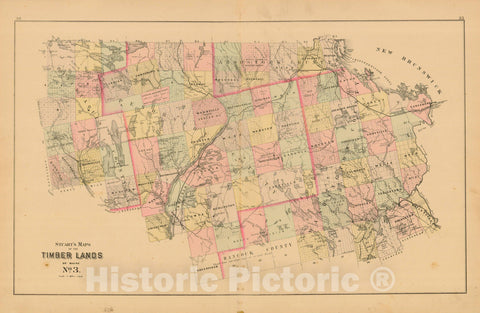 Historic Map : Atlas State of Maine, Timber Lands Number 3 1894-95 , Vintage Wall Art