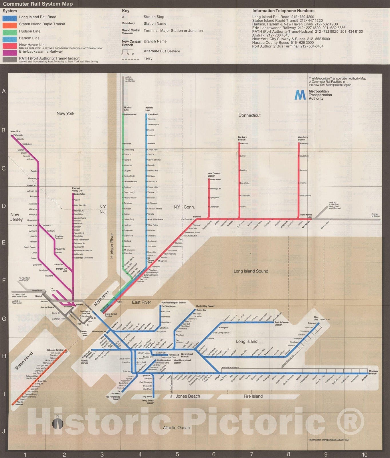 Historic Map : New York City Transit Maps, NYC Commuter Rail 1974 Rail ...