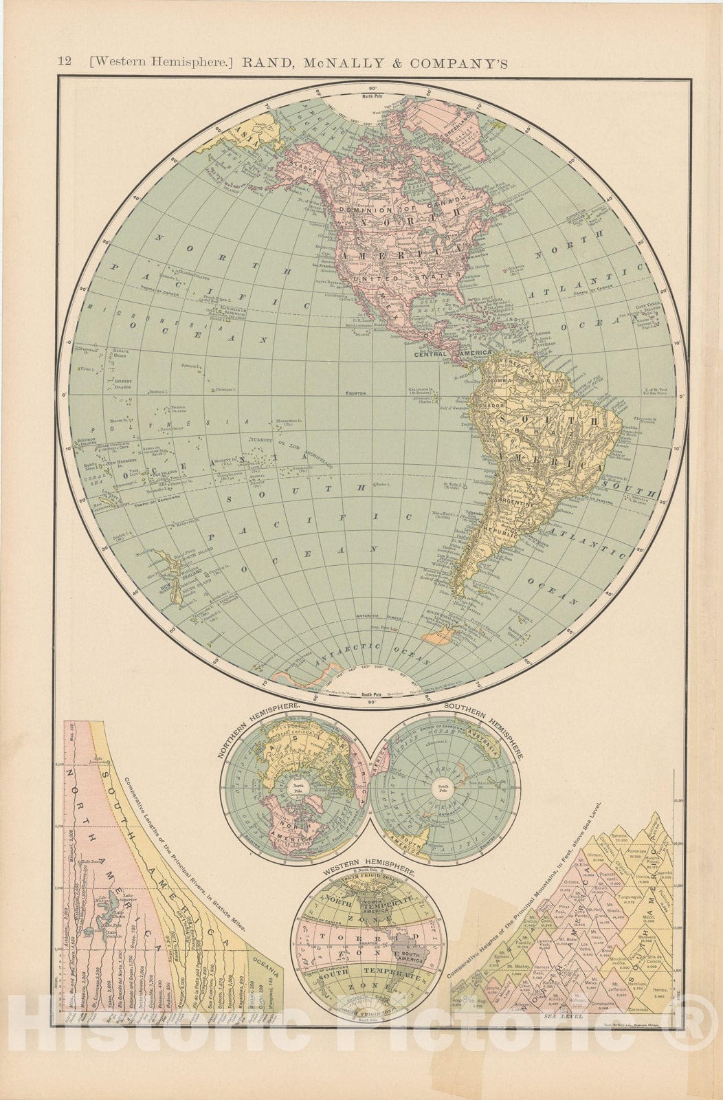 Historic Map : Rand McNally's Atlas World, World Map 1891 , v2, Vintage Wall Art