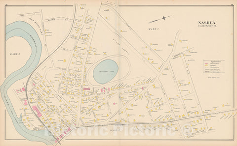 Historic Map : Nashua 1892 , Town and City Atlas State of New Hampshire , Vintage Wall Art