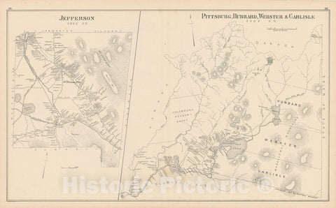 Historic Map : Carlisle & Hubbard & Pittsburg & Webster 1892 , Town and City Atlas State of New Hampshire , Vintage Wall Art