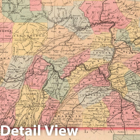 Historic Map : A New Map of the state of Pennsylvania : Published by Charles Desilver, 1859 - Vintage Wall Art