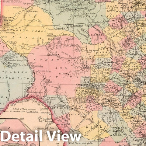 Historic Map : Map of The State of Texas : Published by Charles Desilver, 1859 - Vintage Wall Art