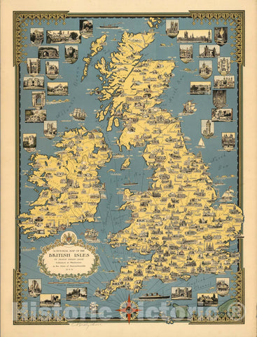 Historic Map : A pictorial map of the British Isles, 1939 - Vintage Wall Art