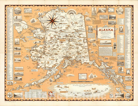 Historic Map : Pictorial Map of Alaska, the 49th State, 1965 - Vintage Wall Art